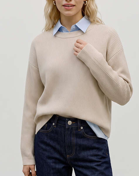 VERO MODA VMGOLD LUX RIB LS O-NECK PULLOVER