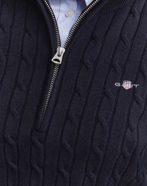 GANT ПУЛОВЕР ДЪЛЪГ РЪКАВ STRETCH COTTON CABLE HALF-ZIP