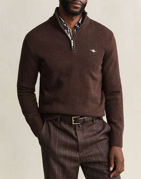 GANT ПУЛОВЕР ДЪЛЪГ РЪКАВ CASUAL COTTON HALF ZIP