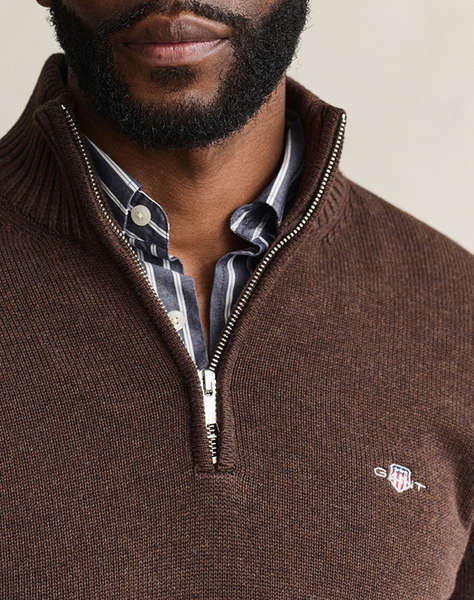 GANT ПУЛОВЕР ДЪЛЪГ РЪКАВ CASUAL COTTON HALF ZIP