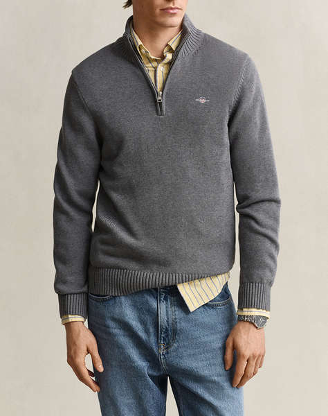 GANT ПУЛОВЕР ДЪЛЪГ РЪКАВ CASUAL COTTON HALF ZIP