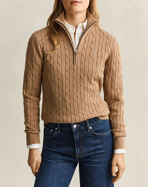 GANT ПУЛОВЕР ДЪЛЪГ РЪКАВ STRETCH COTTON CABLE HALF-ZIP