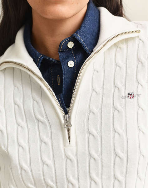 GANT ПУЛОВЕР ДЪЛЪГ РЪКАВ STRETCH COTTON CABLE HALF-ZIP