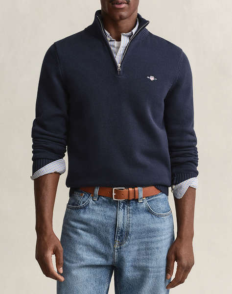 GANT ПУЛОВЕР ДЪЛЪГ РЪКАВ CASUAL COTTON HALF ZIP