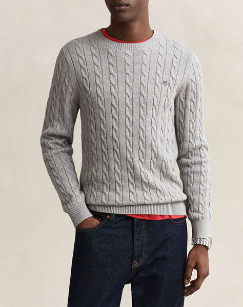 GANT ПУЛОВЕР С ДЪЛЪГ РЪКАВ COTTON CABLE C-NECK