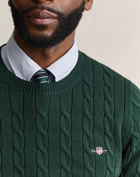 GANT ПУЛОВЕР С ДЪЛЪГ РЪКАВ COTTON CABLE C-NECK
