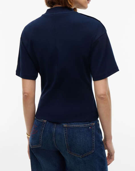 TOMMY HILFIGER GOLD BUTTON HIGH-NK S/S TEE