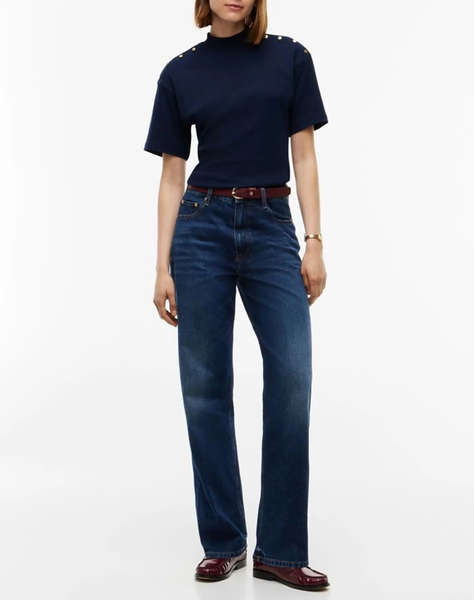 TOMMY HILFIGER GOLD BUTTON HIGH-NK S/S TEE