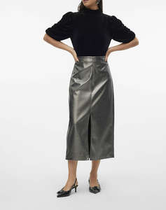 VERO MODA VMCAMILLA COATED MIDI SKIRT