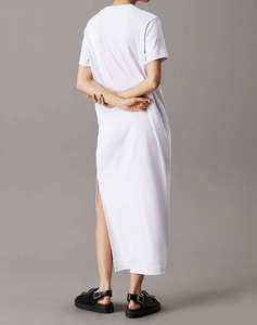 CALVIN KLEIN JEANS MONOLOGO LONG RIB TEE DRESS