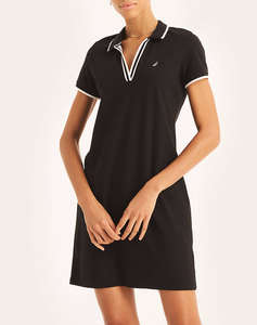 NAUTICA DRESS S/S TIPPED KNIT OCEAN POLO DRESS
