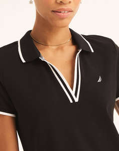 NAUTICA DRESS S/S TIPPED KNIT OCEAN POLO DRESS