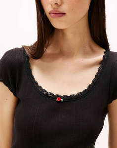 TOMMY JEANS TJW SLIM SH POINTELLE SS TEE EXT