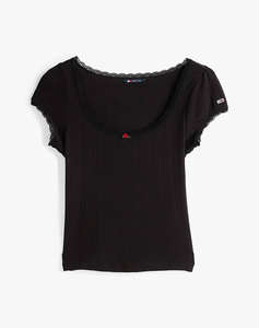 TOMMY JEANS TJW SLIM SH POINTELLE SS TEE EXT