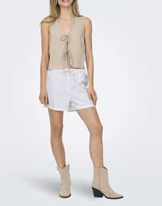 ONLY ONLCARO MW LINEN BL EMB SHORTS CC PNT