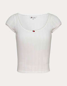 TOMMY JEANS TJW SLIM SH POINTELLE SS TEE EXT