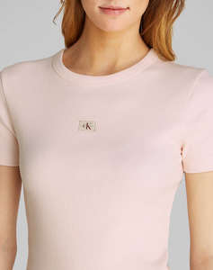 CALVIN KLEIN JEANS WOVEN LABEL RIB FITTED TEE