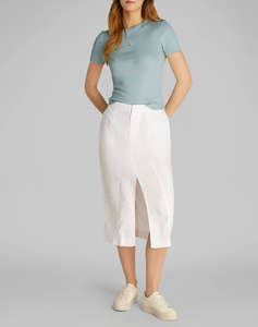 CALVIN KLEIN JEANS WOVEN LABEL RIB FITTED TEE