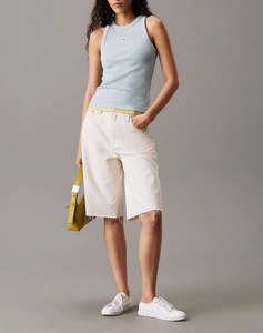 CALVIN KLEIN JEANS WOVEN LABEL RIB TANK TOP