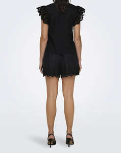 ONLY ONLLOU LIFE EMB S/S FRILL TOP WVN