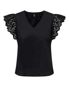 ONLY ONLLOU LIFE EMB S/S FRILL TOP WVN