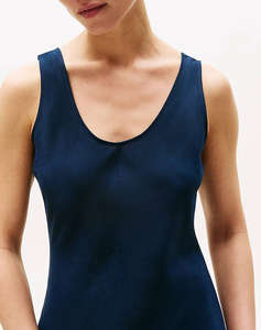 TOMMY HILFIGER TEXTURED LINEN TANK MAXI DRESS