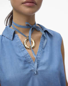 VERO MODA VMHARPER SL COLLAR SHORT TENCEL TOP GA