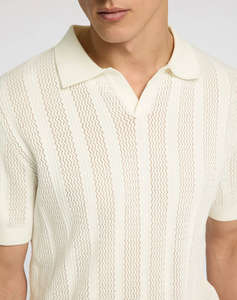 SELECTED SLHWELLS SS KNIT CROCHET OPEN POLO