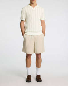 SELECTED SLHWELLS SS KNIT CROCHET OPEN POLO