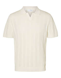SELECTED SLHWELLS SS KNIT CROCHET OPEN POLO