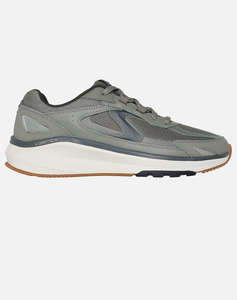 SKECHERS Leather Overlay Mesh Lace Up Sneaker W/ Swan Logo