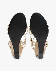 TOMMY HILFIGER METAL LEATHER KNOTS WEDGE SANDAL