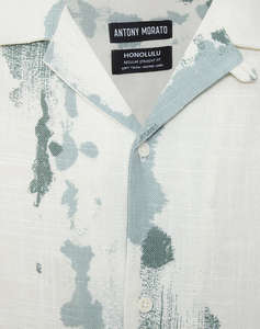 ANTONY MORATO MMSS00189FA430645 MIN OF 6 SHIRT HONOLULU RELAXED STRAIGHT FIT IN PRINTED SLUB VISCOSE BLEND FABRIC WITH LOGOED METAL BADGE РИЗА ЗА МЪЖЕ