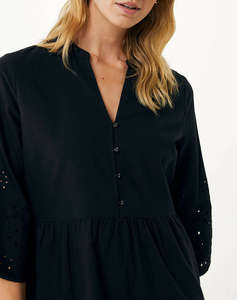 MEXX Linen eyehole embroidery dress
