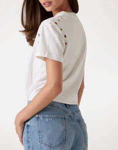 GUESS CN SS EYELET TONE ON TONE TEE ДАМСКА ТЕНИСКА