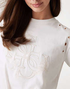 GUESS CN SS EYELET TONE ON TONE TEE ДАМСКА ТЕНИСКА