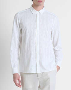 ANTONY MORATO MMSL00614FA440054 MIN OF 6 SHIRT BARCELONA REGULAR STRAIGHT FIT IN DOBBY COTTON FABRIC ABSTRACT GEOMETRIC PATTERN РИЗА ЗА МЪЖЕ