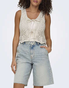 ONLY ONLLIZZY LIFE SL CROCHET TIE VEST KNT