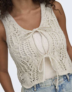 ONLY ONLLIZZY LIFE SL CROCHET TIE VEST KNT