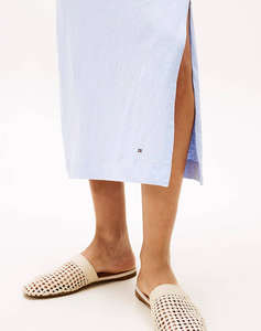 TOMMY HILFIGER KNOT BOAT-NK MIDI DRESS SS