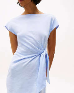 TOMMY HILFIGER KNOT BOAT-NK MIDI DRESS SS