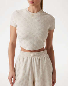 GUESS PEONY JACQUARD KNIT - RECY POLY-COTTON JACQ SPONGE ДАМСКА ТЕНИСКА