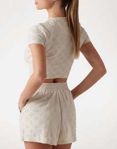 GUESS PEONY JACQUARD KNIT - RECY POLY-COTTON JACQ SPONGE ДАМСКА ТЕНИСКА