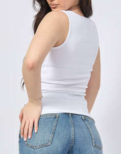 GUESS JEANS GJ TANK TOP SLIM RIB - ORG CO GUNNAR STR RIB 215 ТЕНИСКА W