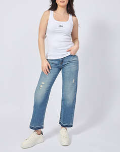 GUESS JEANS GJ TANK TOP SLIM RIB - ORG CO GUNNAR STR RIB 215 ТЕНИСКА W