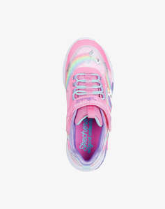 SKECHERS Lighted Unicorn Bungee & Gore Sneaker W/ Rainbow Glitter Print Upper