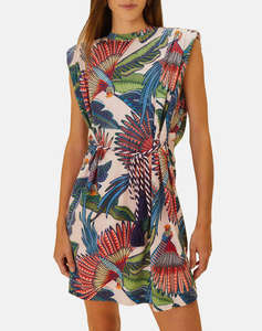 FARM RIO MACAW FLIGHT PINK MINI TSHIRT DRESS