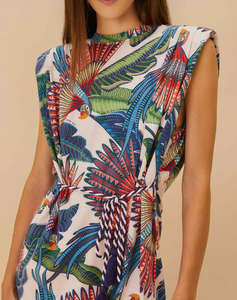 FARM RIO MACAW FLIGHT PINK MINI TSHIRT DRESS