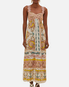 FARM RIO MARITIME MAGIC OFF-WHITE SLEEVELESS MAXI DRESS