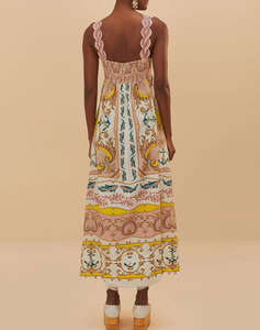 FARM RIO MARITIME MAGIC OFF-WHITE SLEEVELESS MAXI DRESS